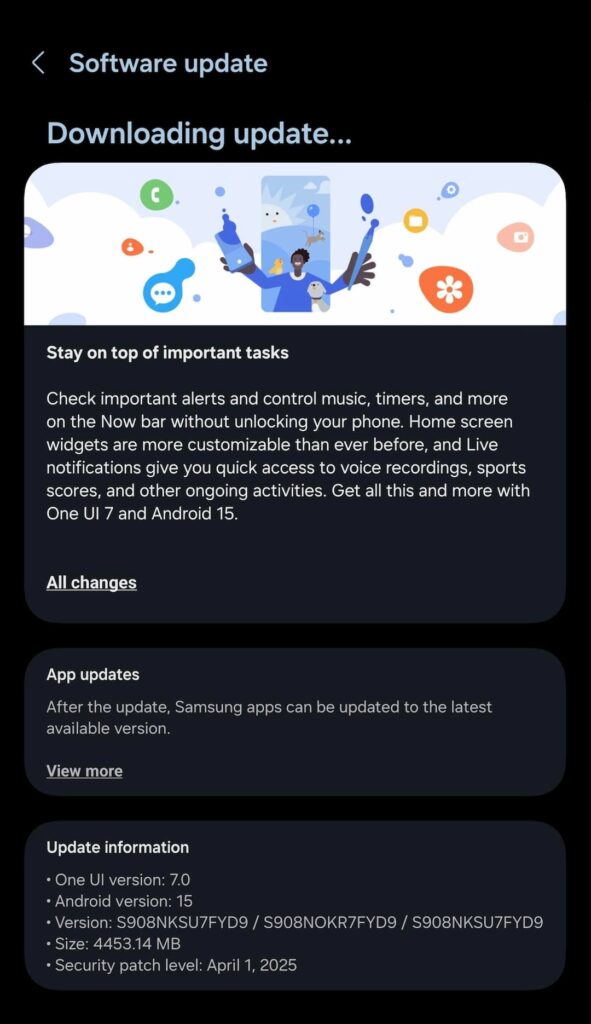 Download Stable One UI 7 OTA update for Galaxy S22, S22+, and S22 Ultra 2 Samsung Galaxy S22 Ultra One UI 7 Out