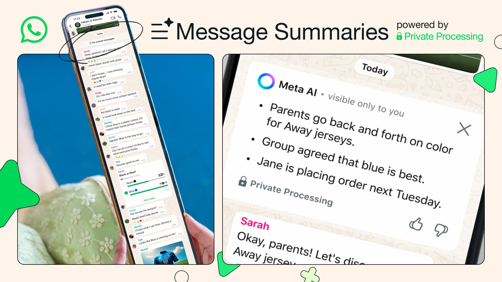 WhatsApp Catch up on conversations with Private Message Summaries